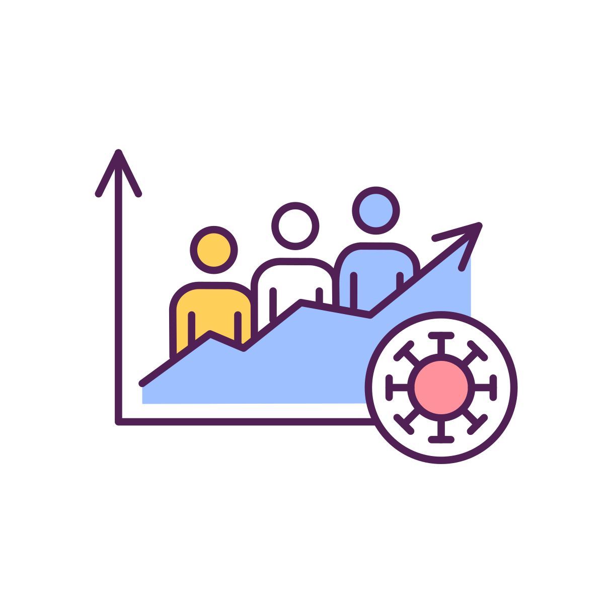 growing amounts of infected people icon