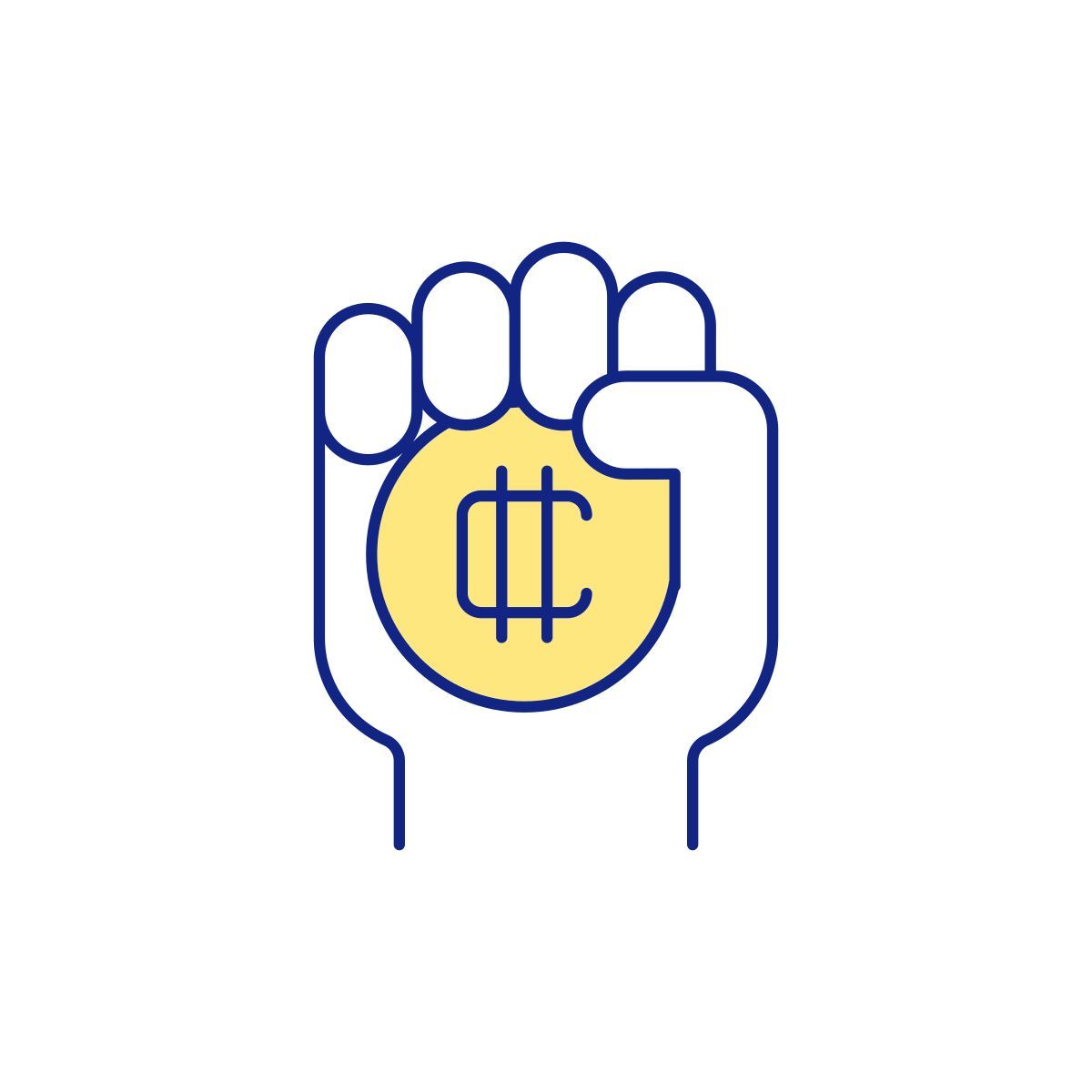 hand with crypto token icon