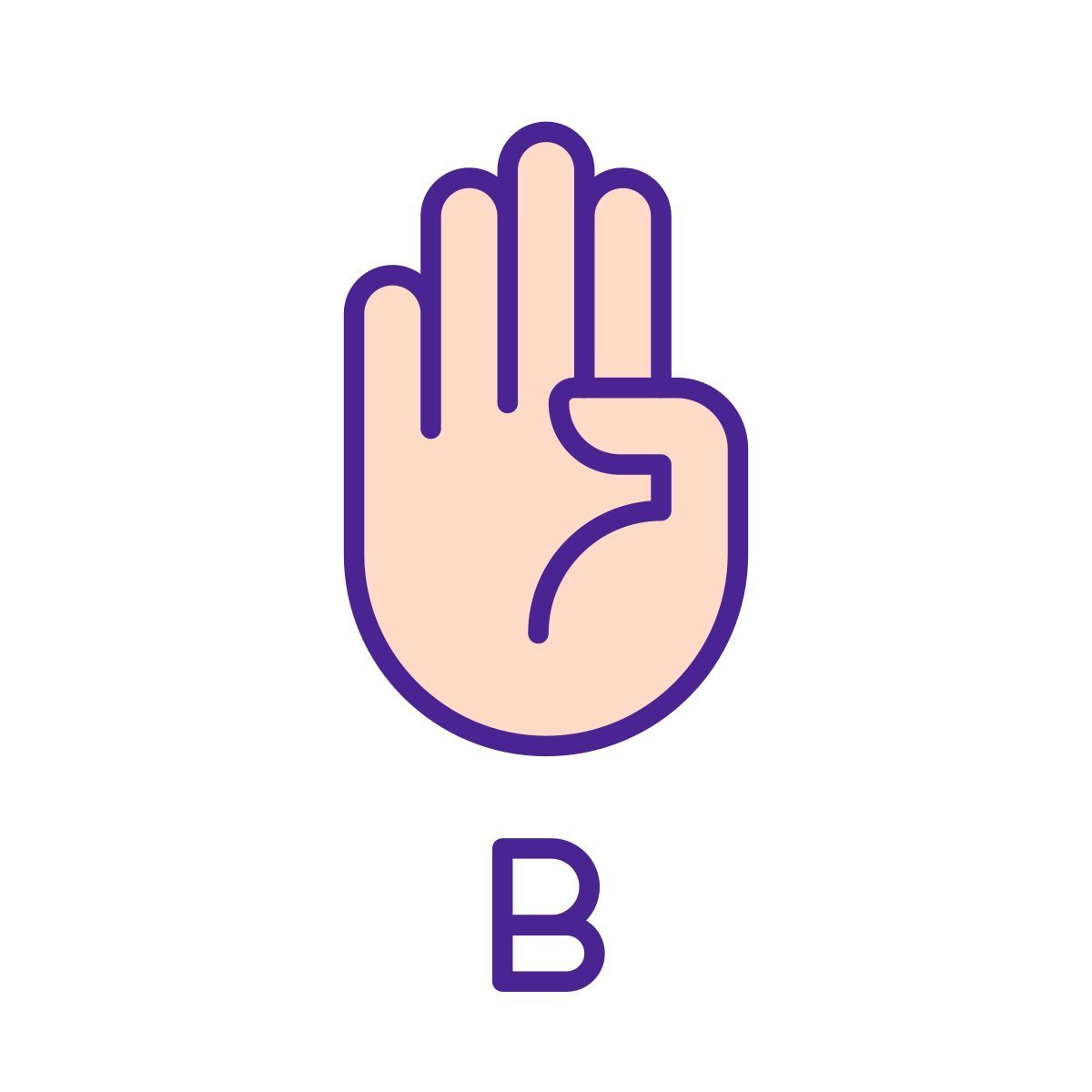 letter b in asl icon