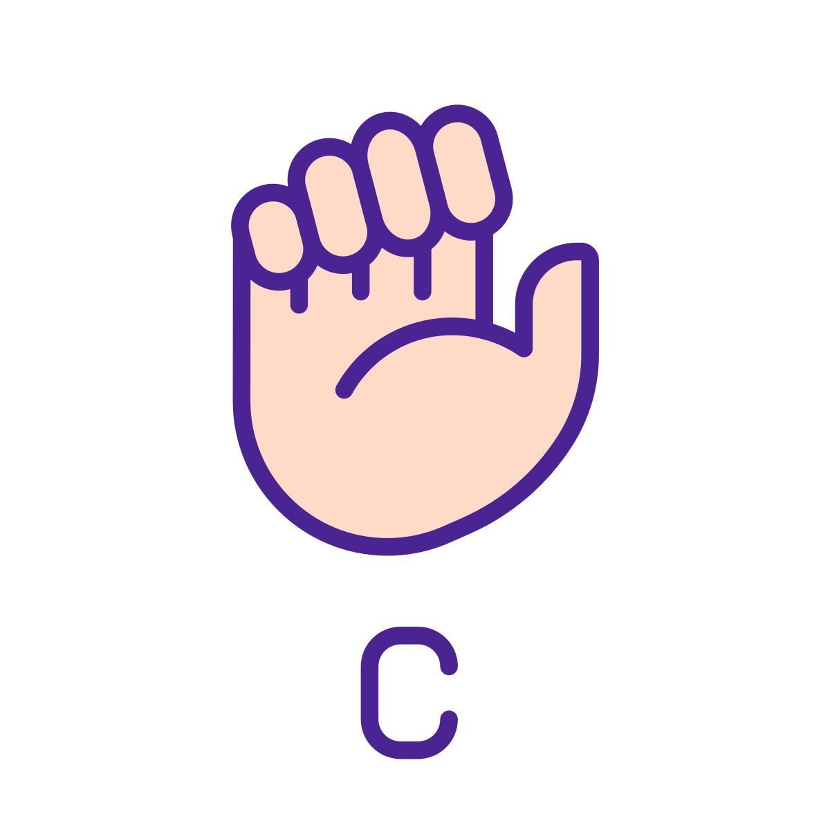 letter c in asl icon