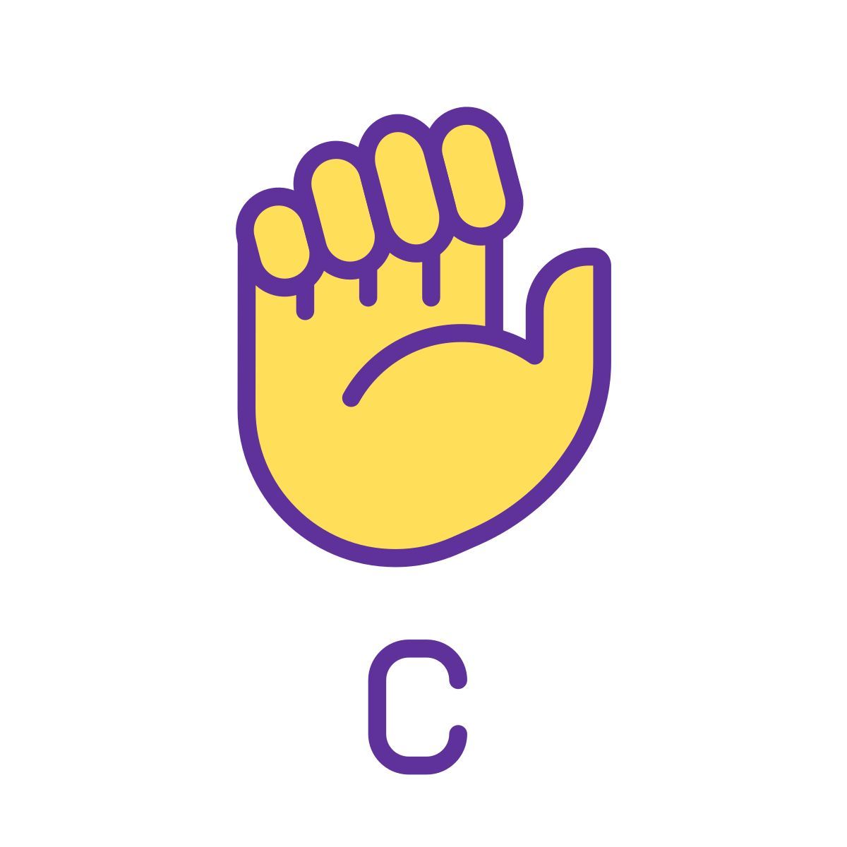 ASL 中的字母 C icon