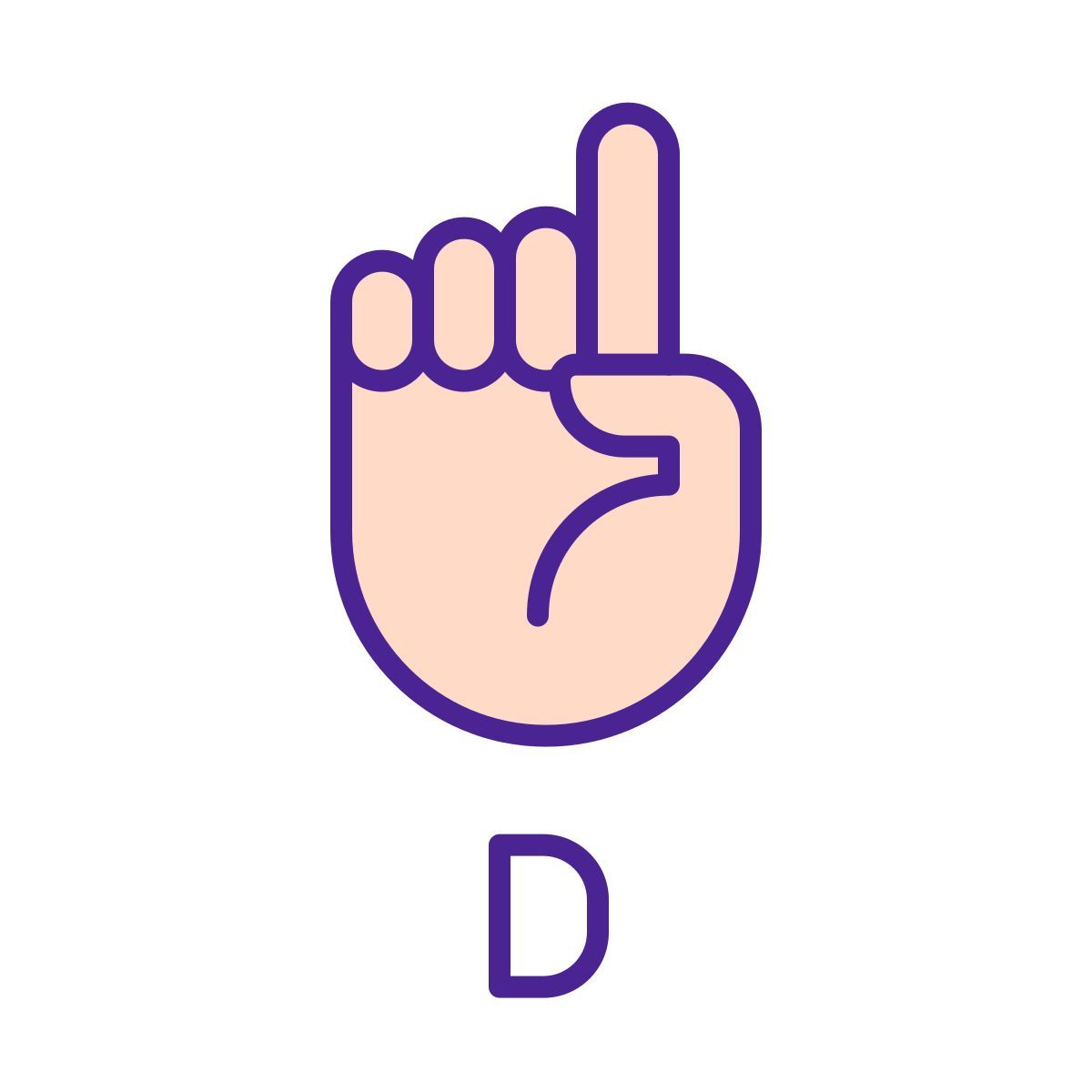 letter d in asl icon