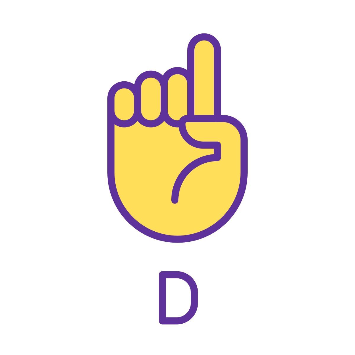 Letra D en ASL icon