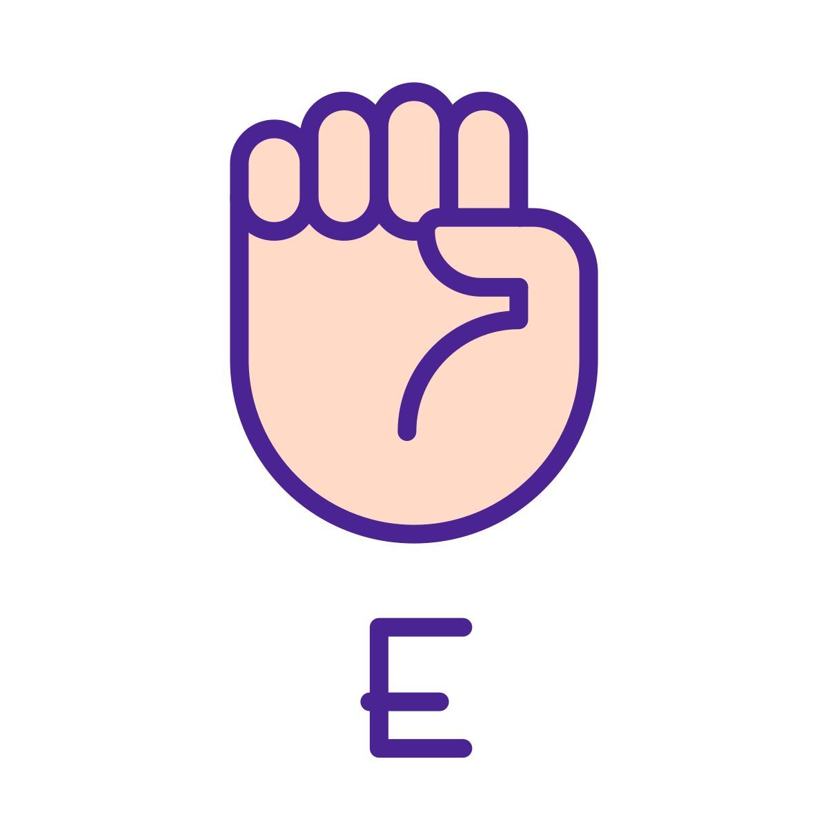 letter e in asl icon