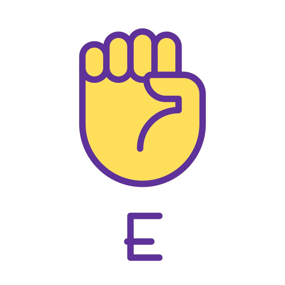 letter e in asl icon
