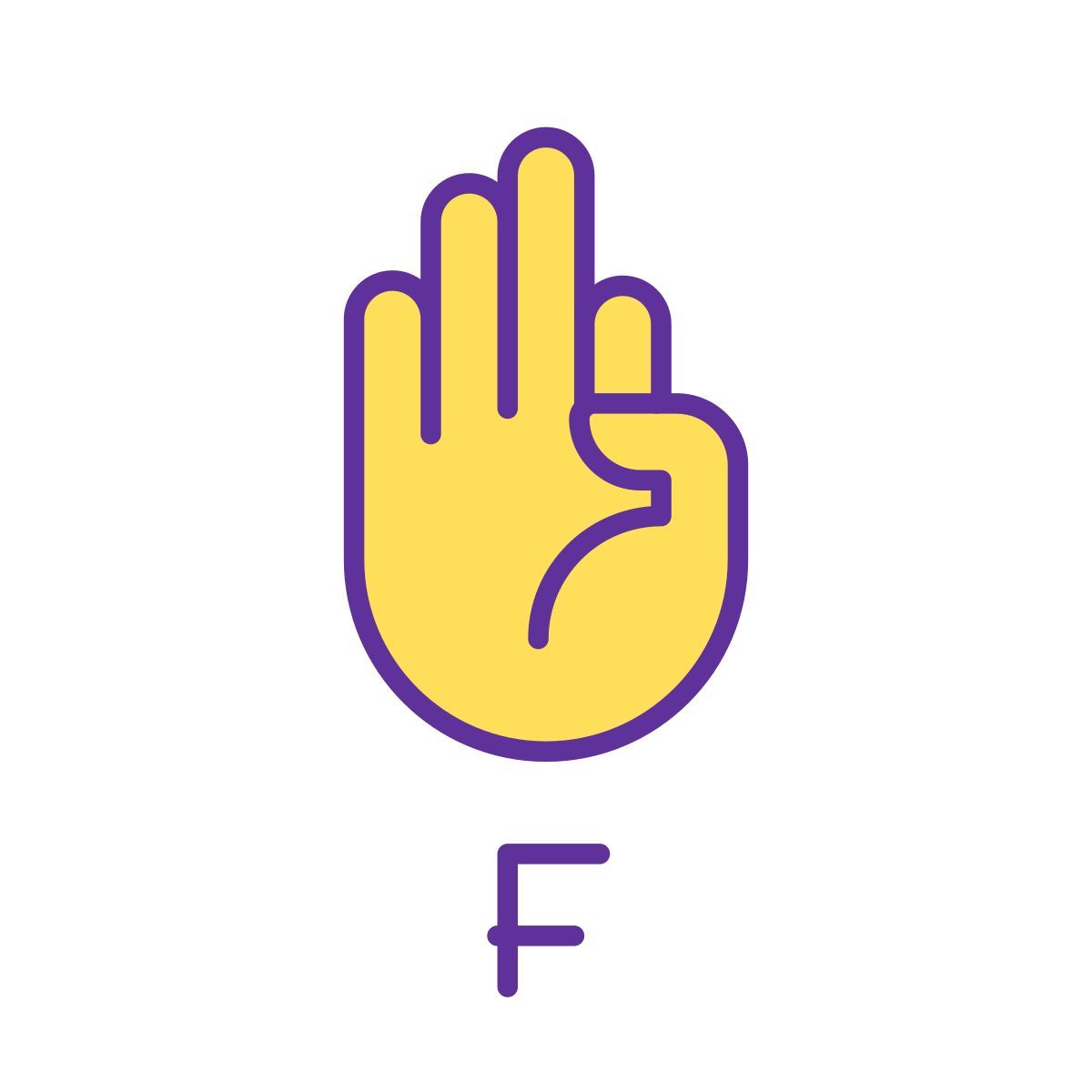 letter f in asl icon
