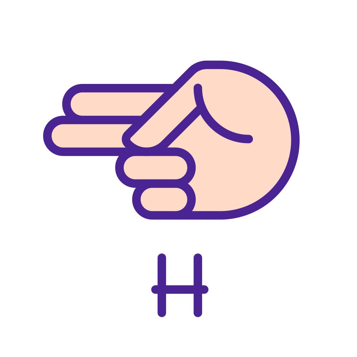 letter h in asl icon