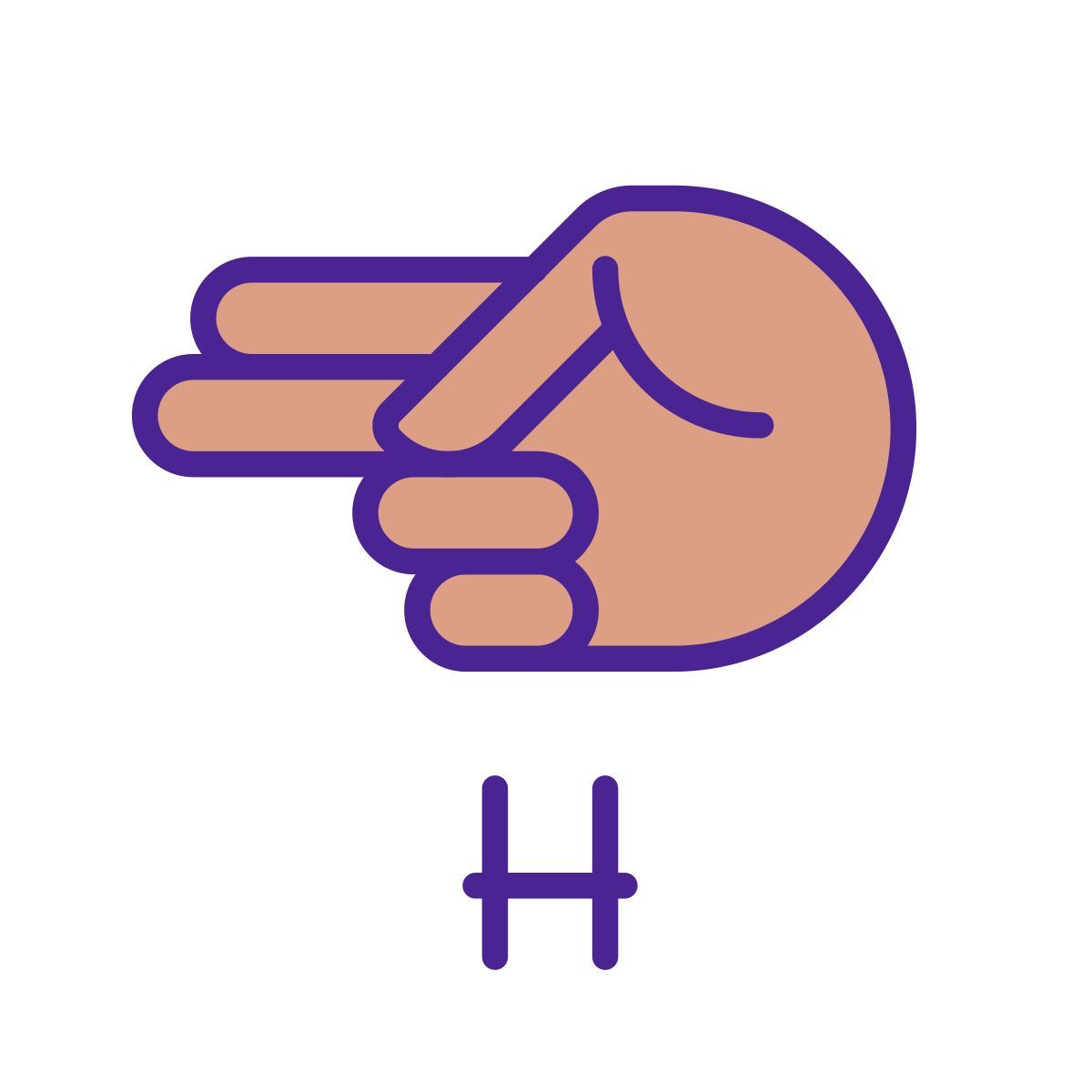letra h externa en asl lenguaje de señales americano iconos de colores rellenos papa vector 3 icon