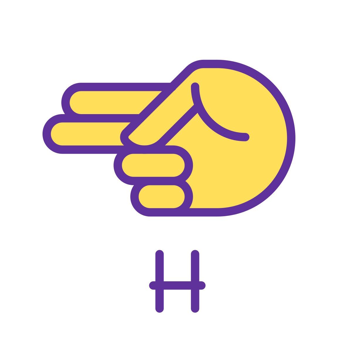 letter h in asl icon