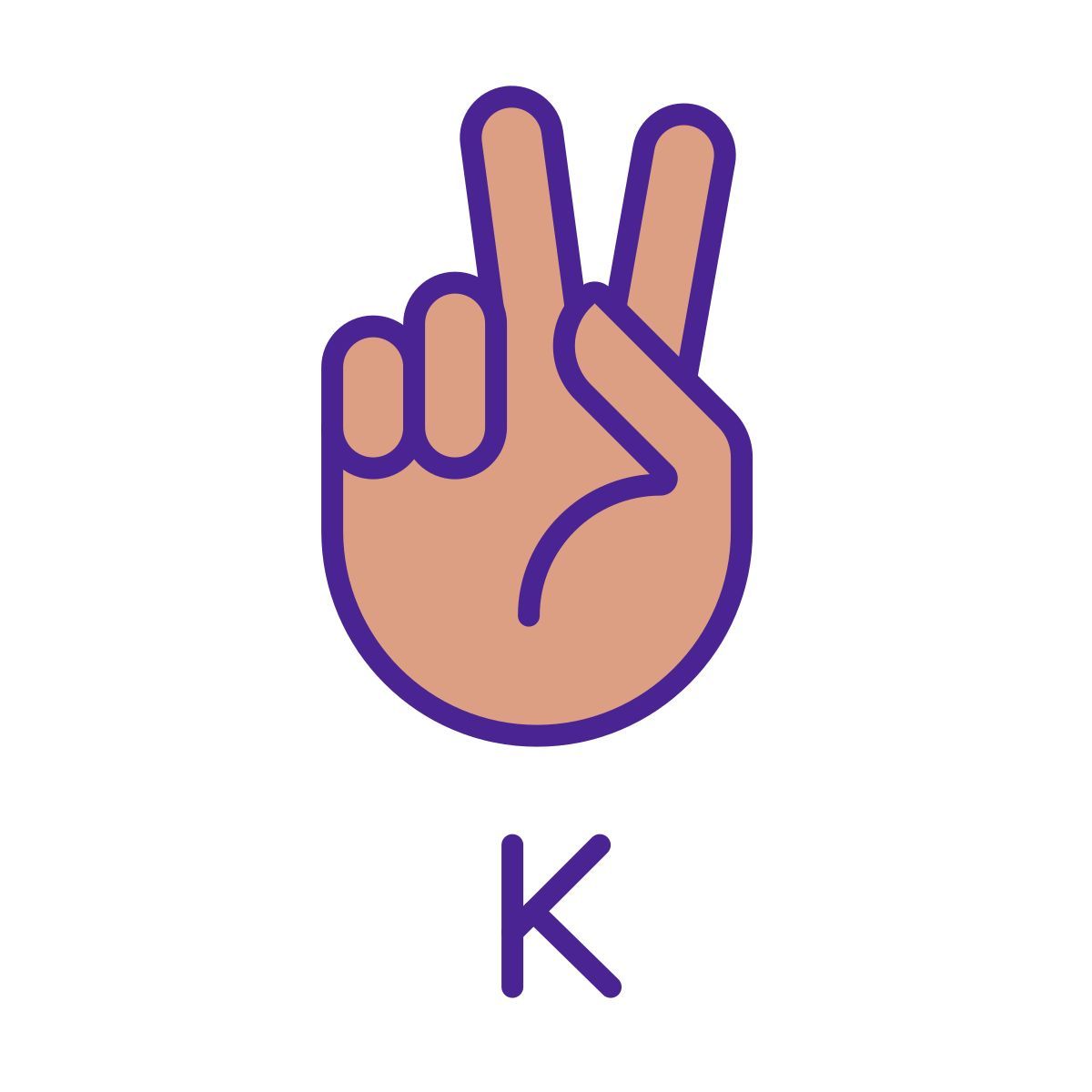 letter k in asl icon