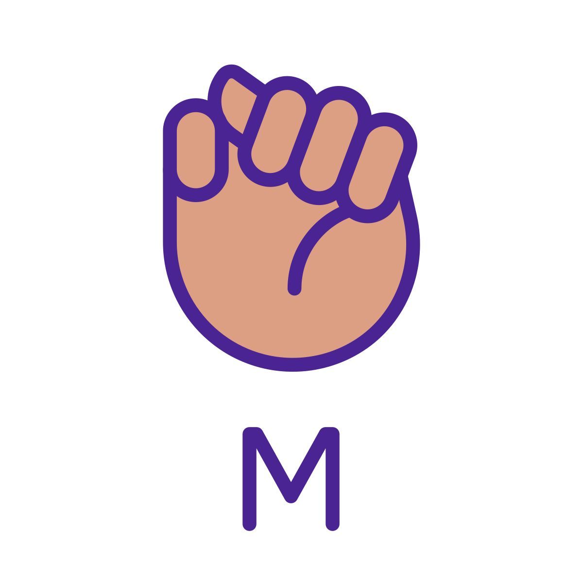 letter m in asl icon