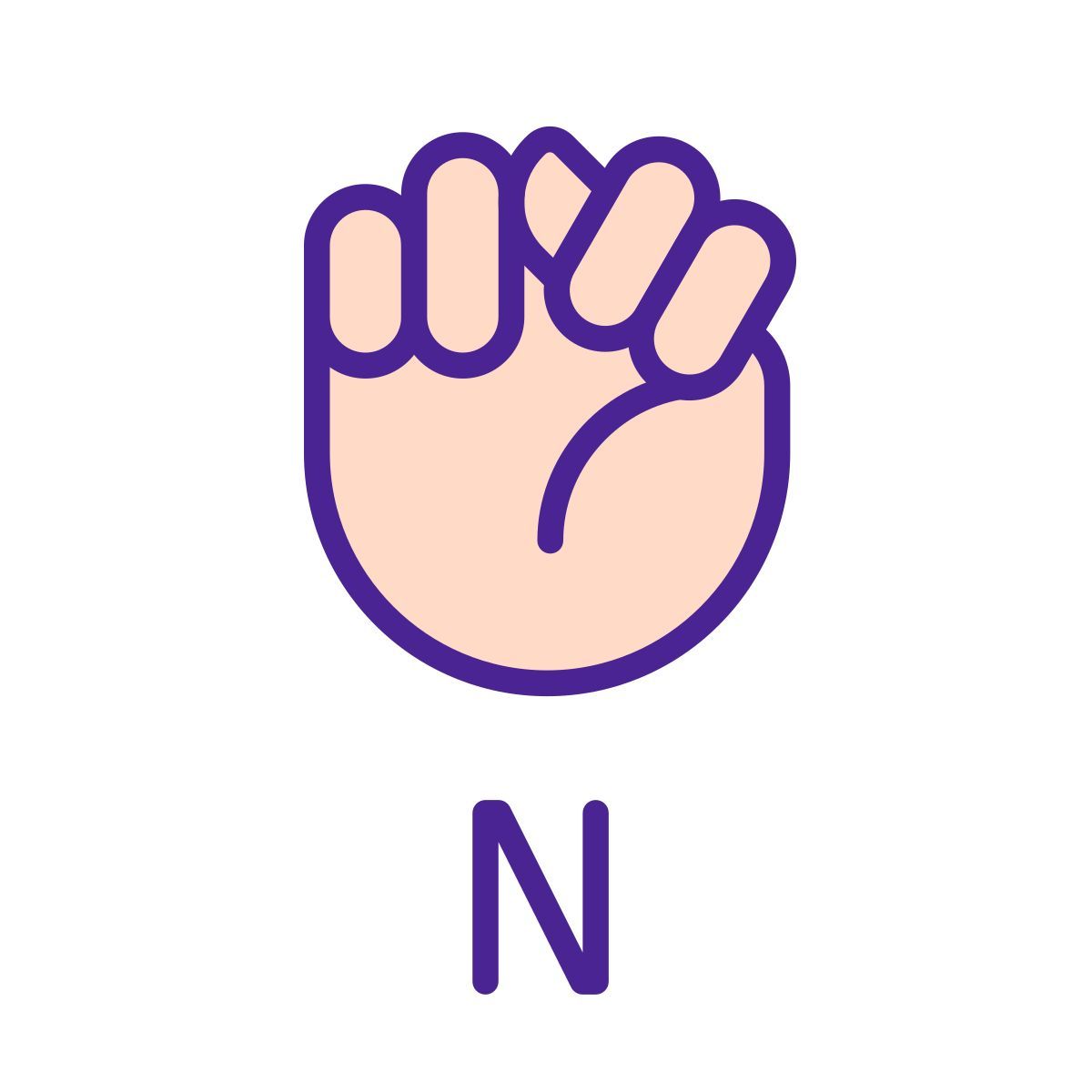 Letter N in ASL icon
