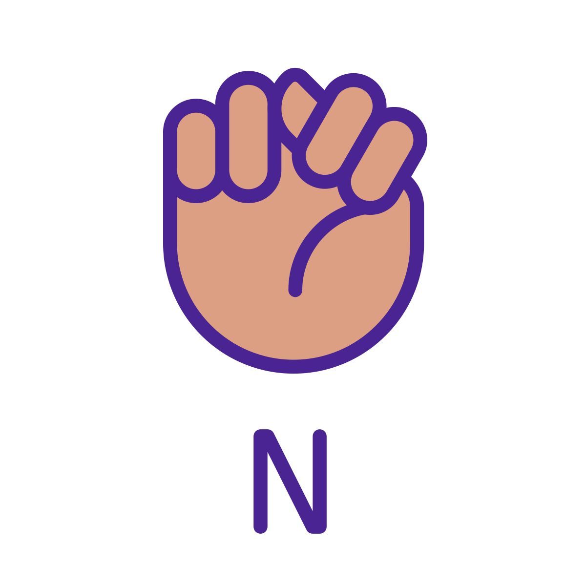 letter n in asl icon
