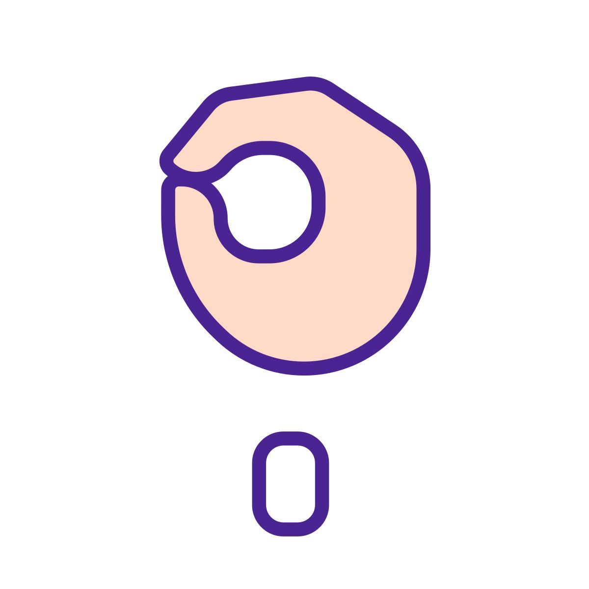 美国手语中的字母 O icon