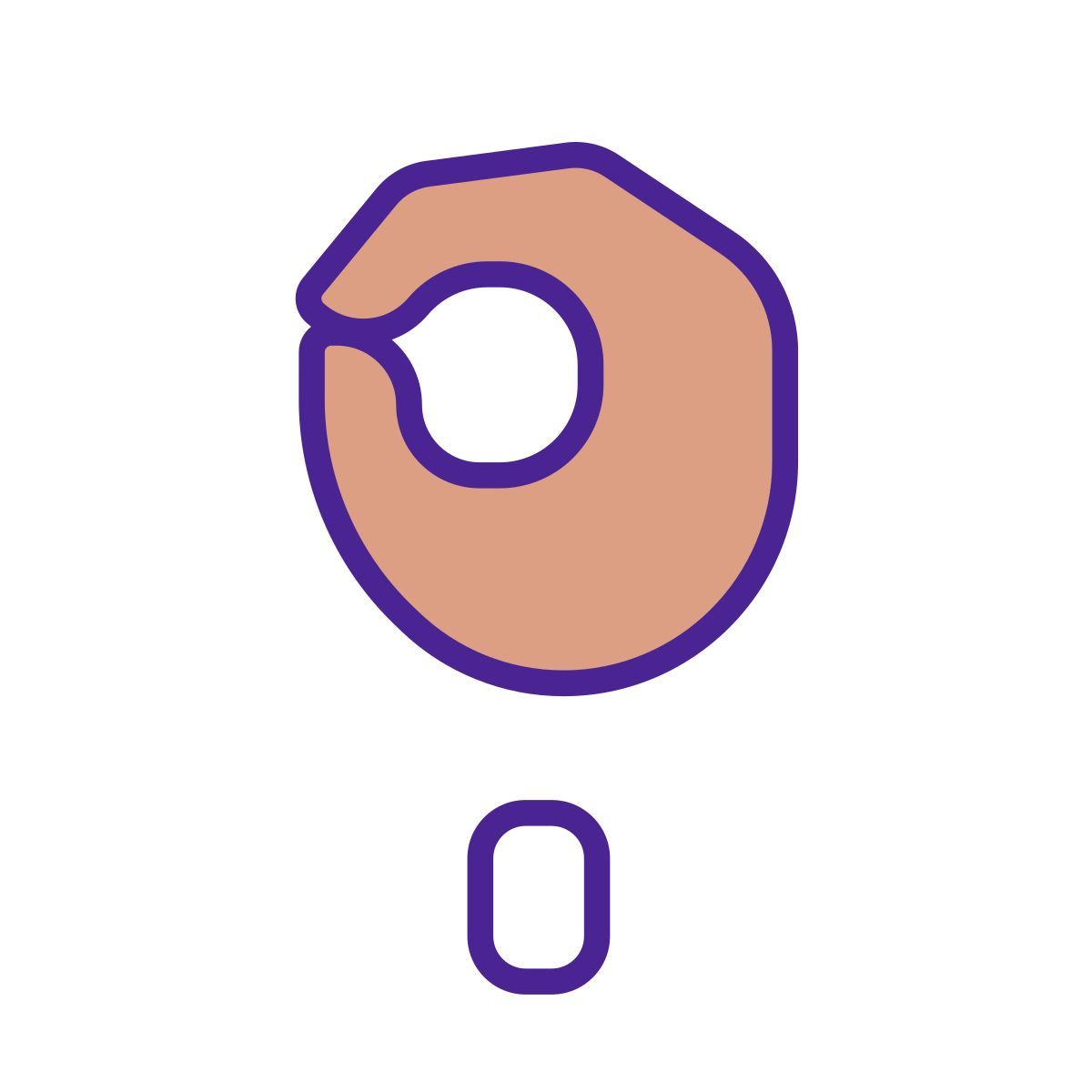 letter o in asl icon