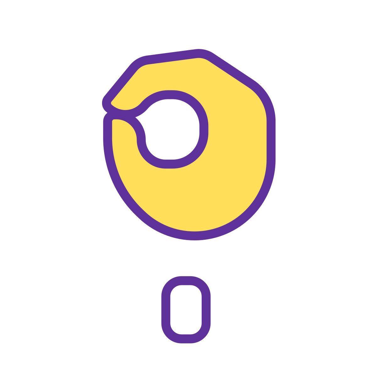 letter o in asl icon