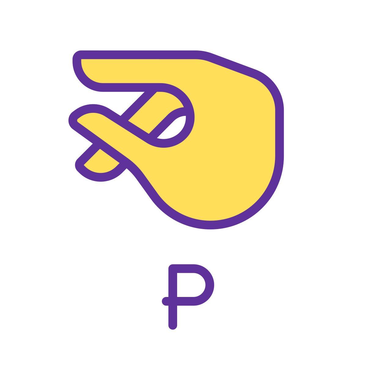 Letra P en ASL icon