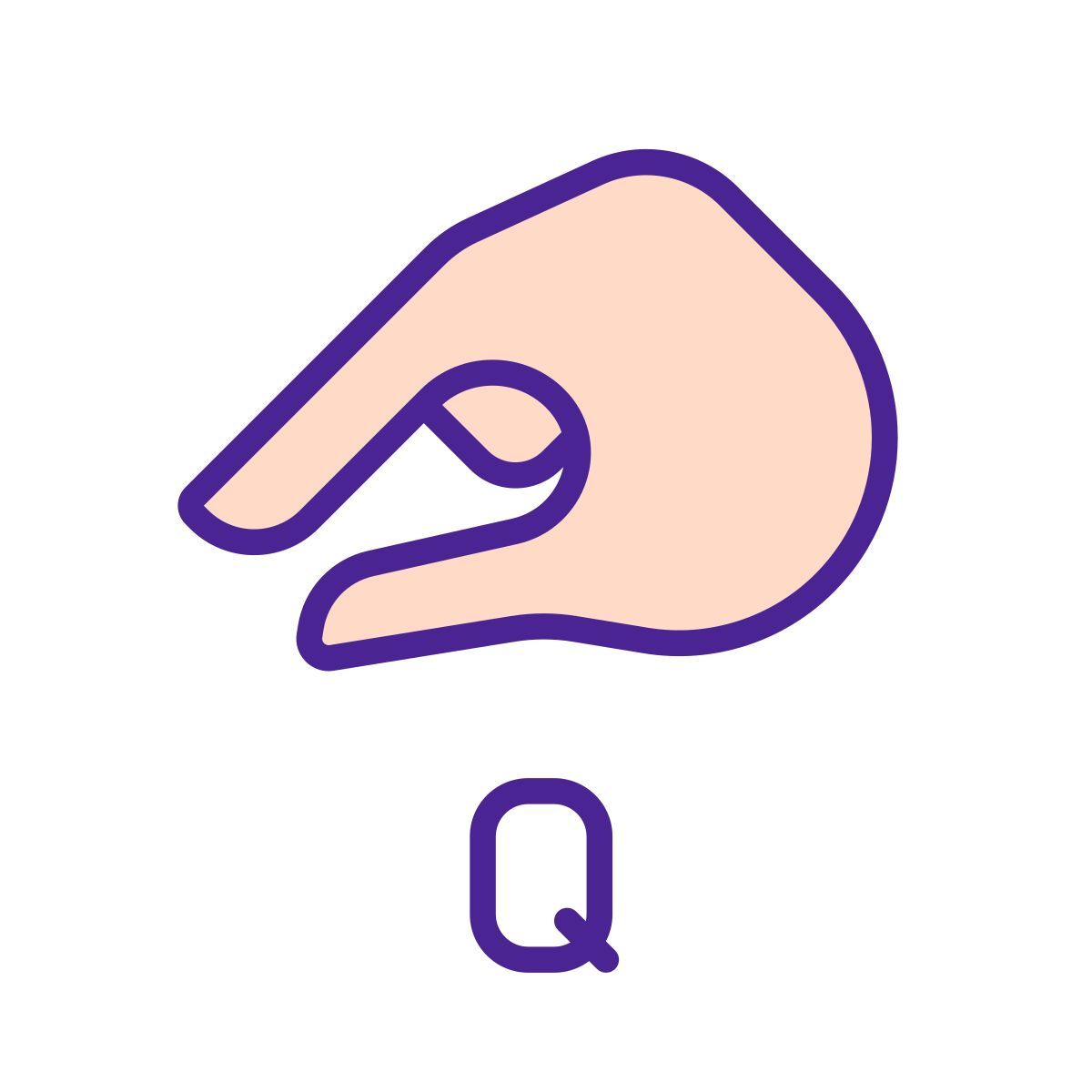 letter q in asl icon