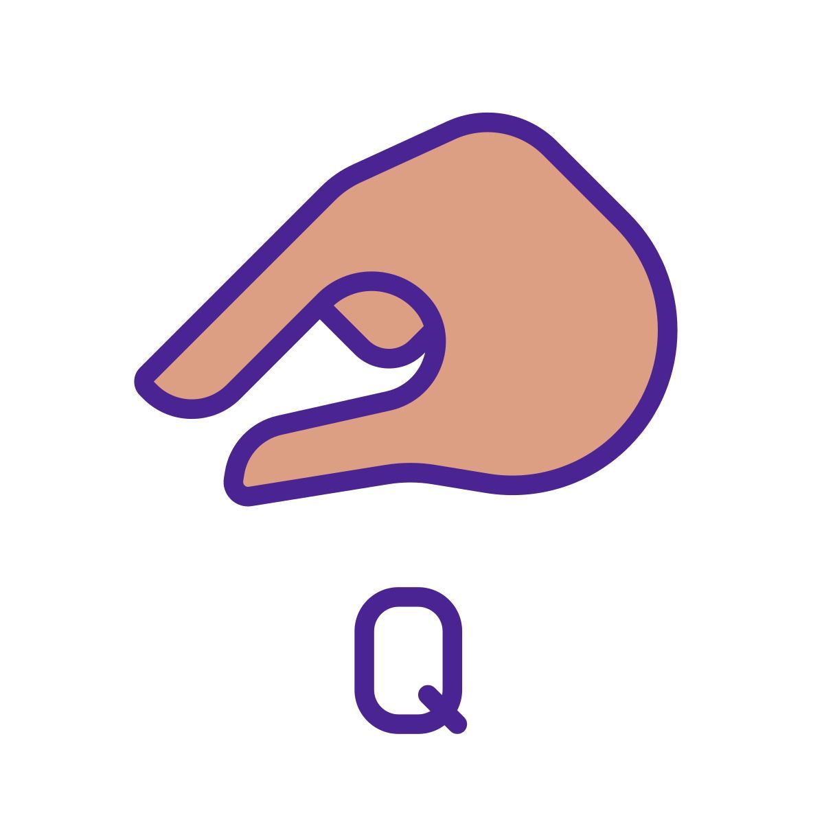letter q in asl icon