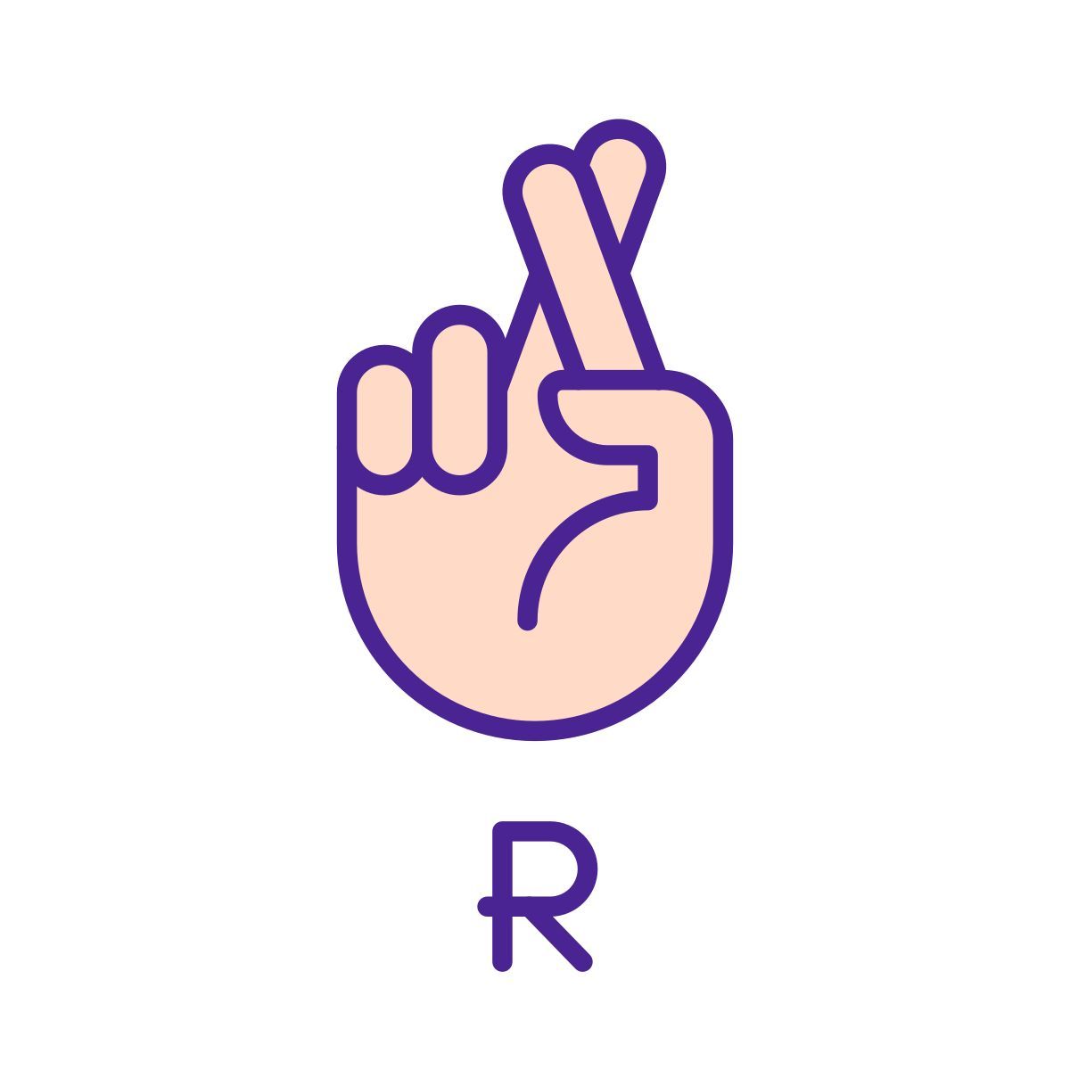 ASL의 문자 R icon