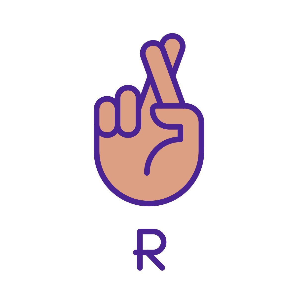 letter r in asl icon