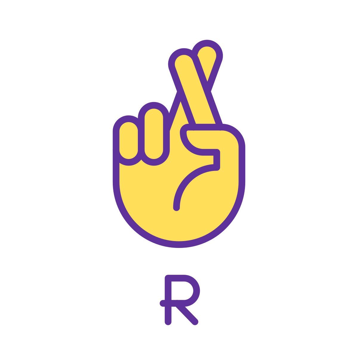 ASL 中的字母 R icon