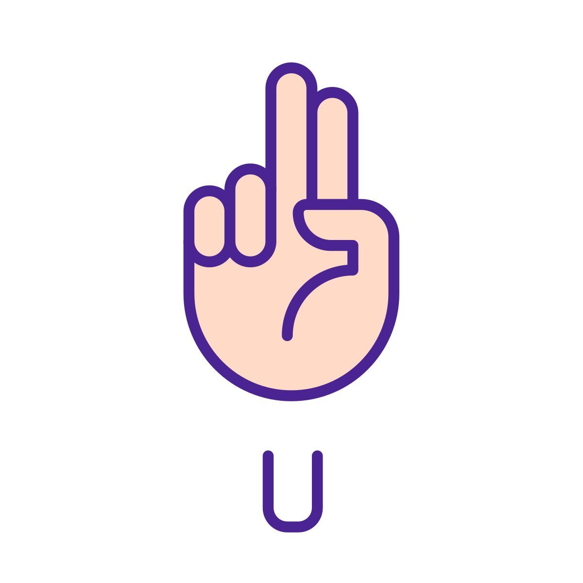 letter u in asl icon