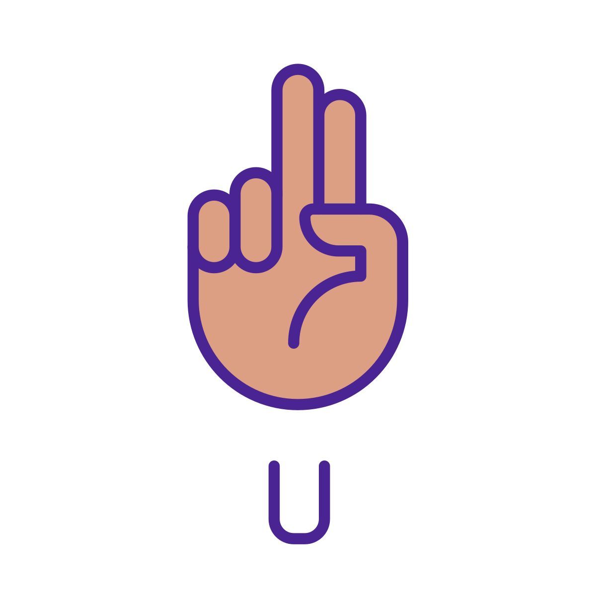 letter u in asl icon