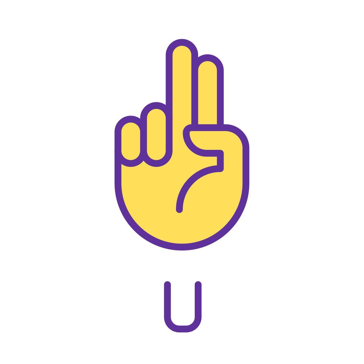 letter u in asl icon