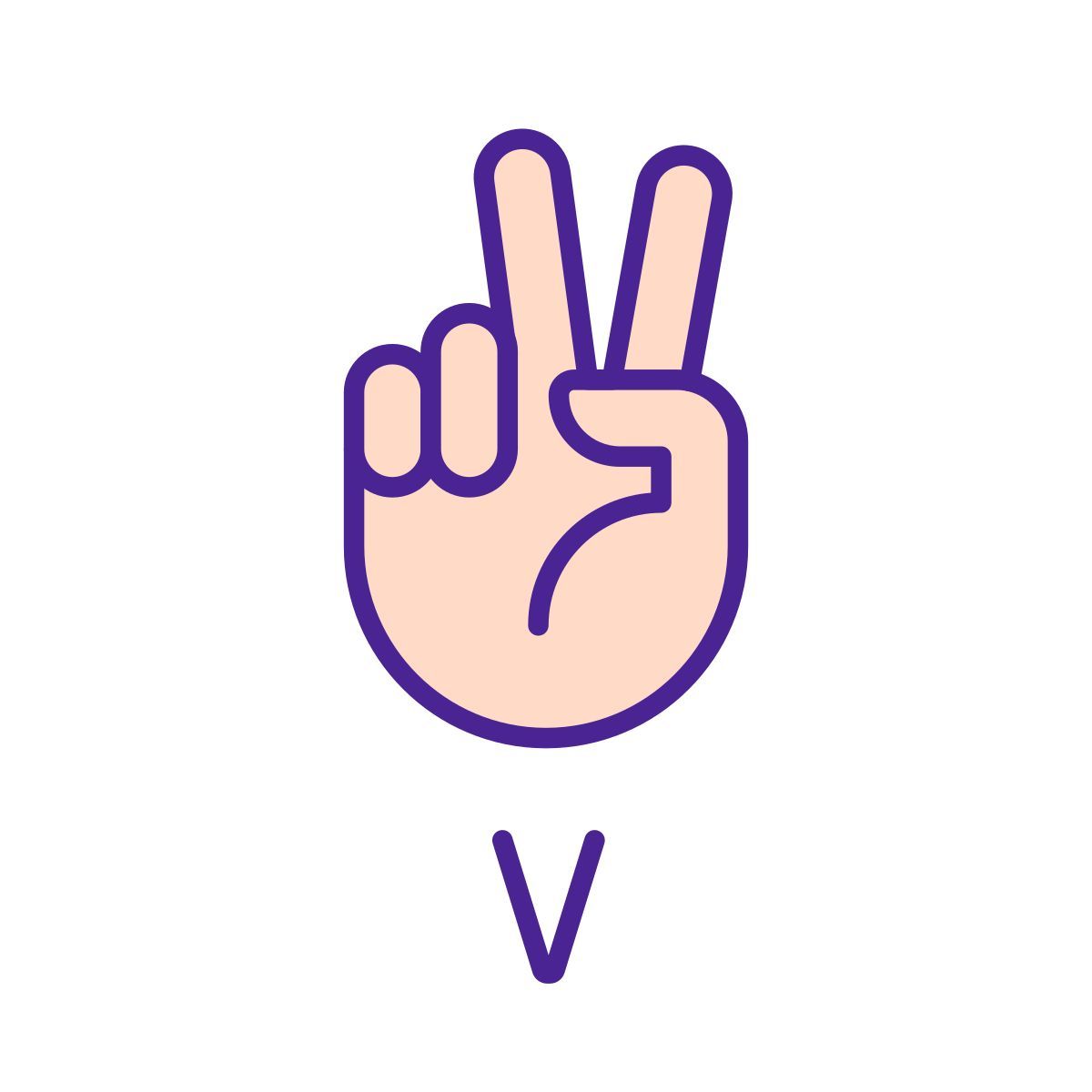 letter v in asl icon