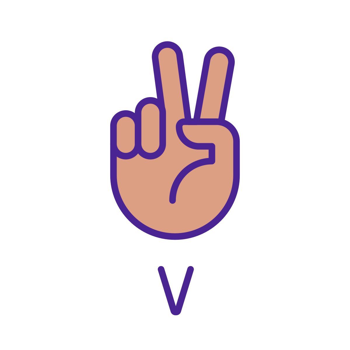 letter v in asl icon