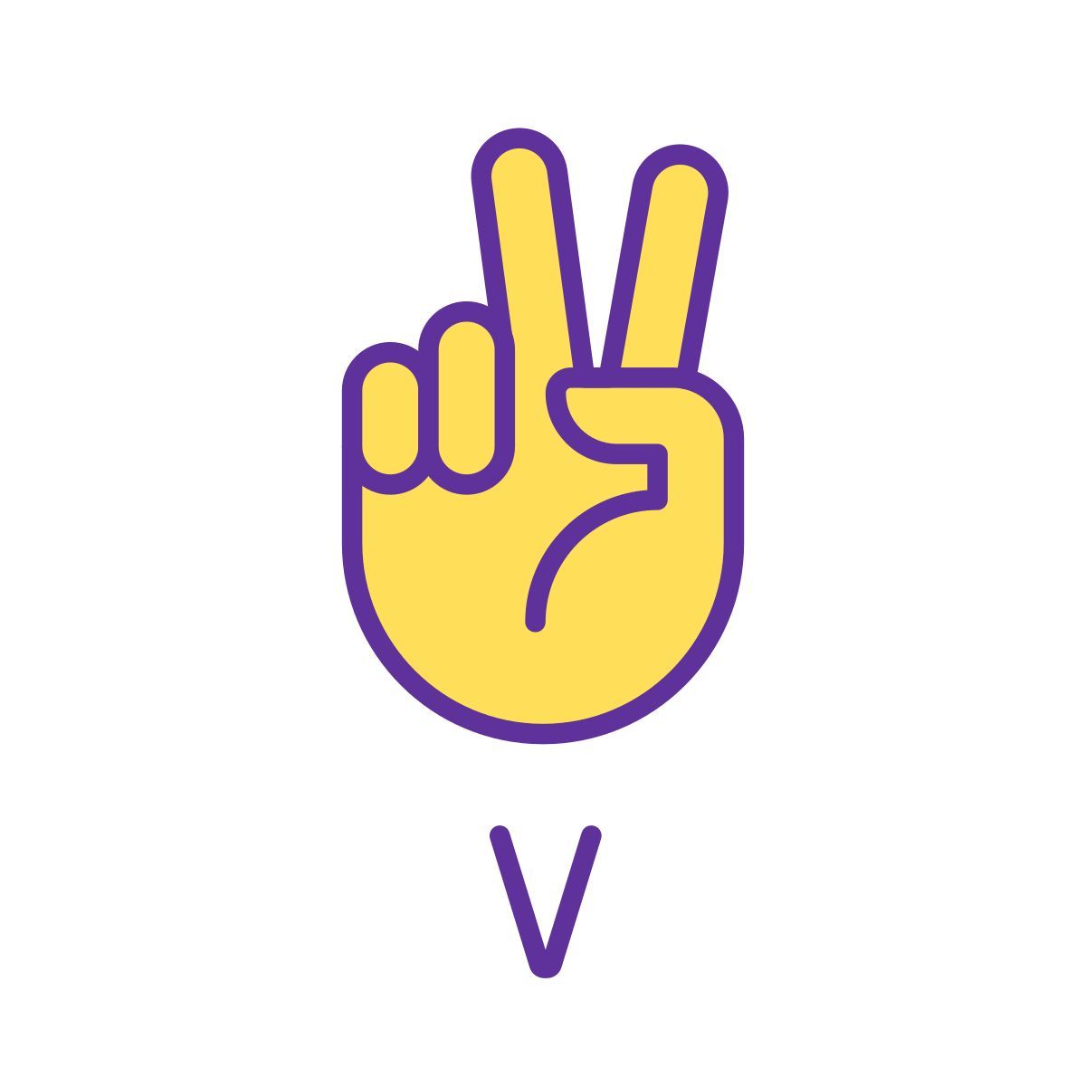 Letra V en ASL icon