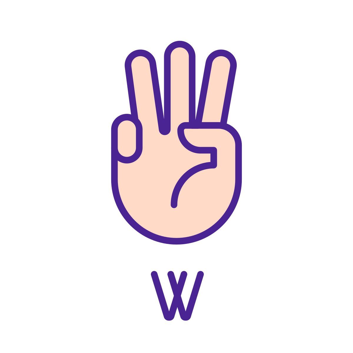 letter w in asl icon