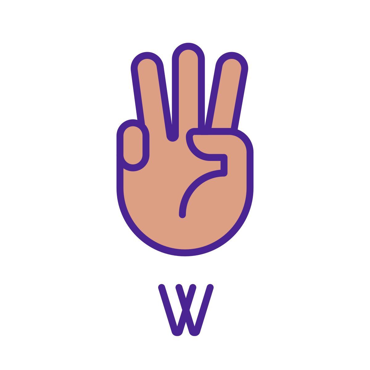 letter w in asl icon