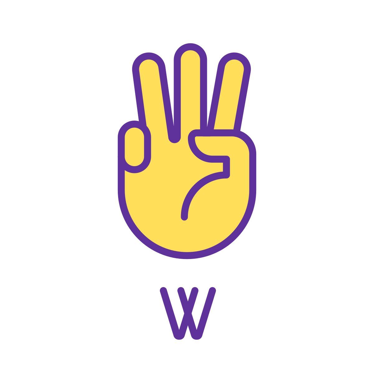 letter w in asl icon