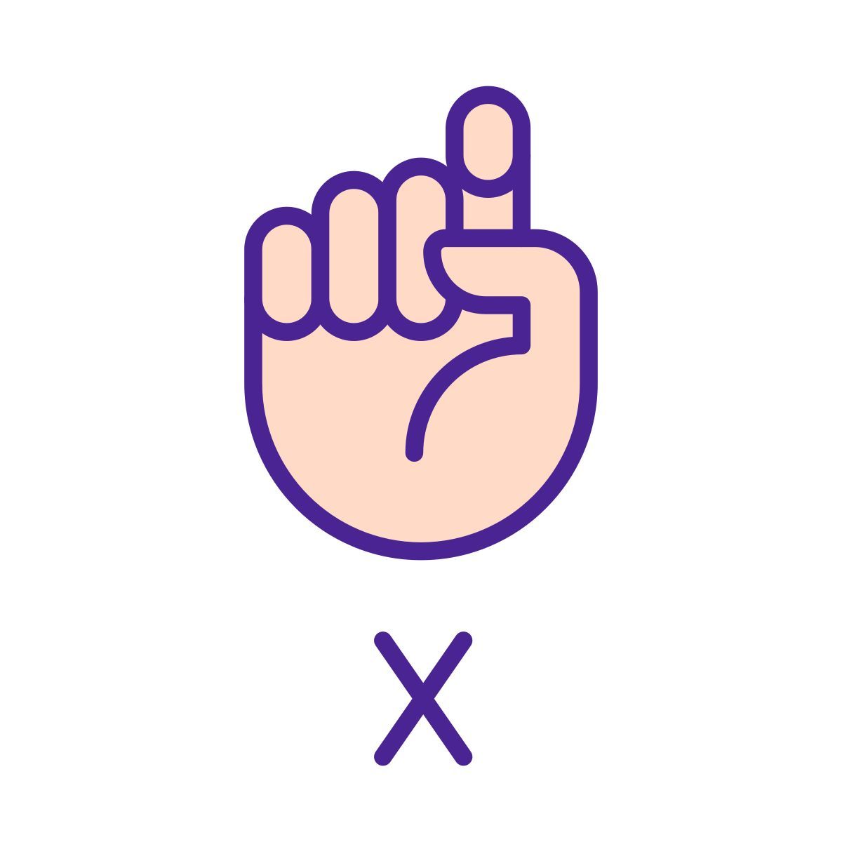 letter x in asl icon