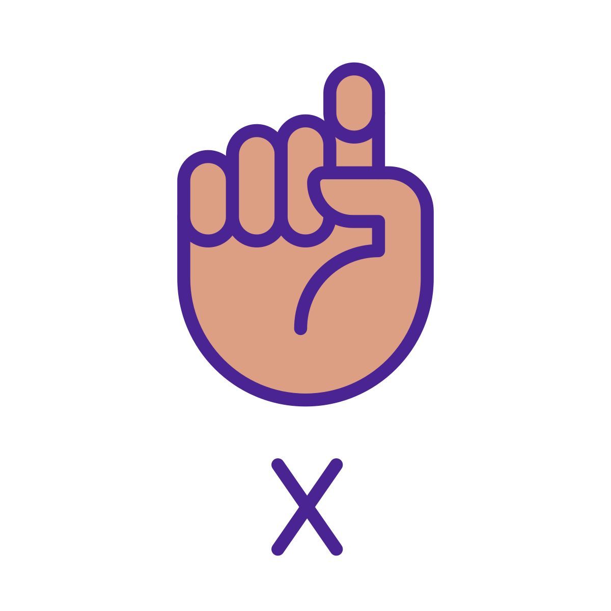 letter x in asl icon