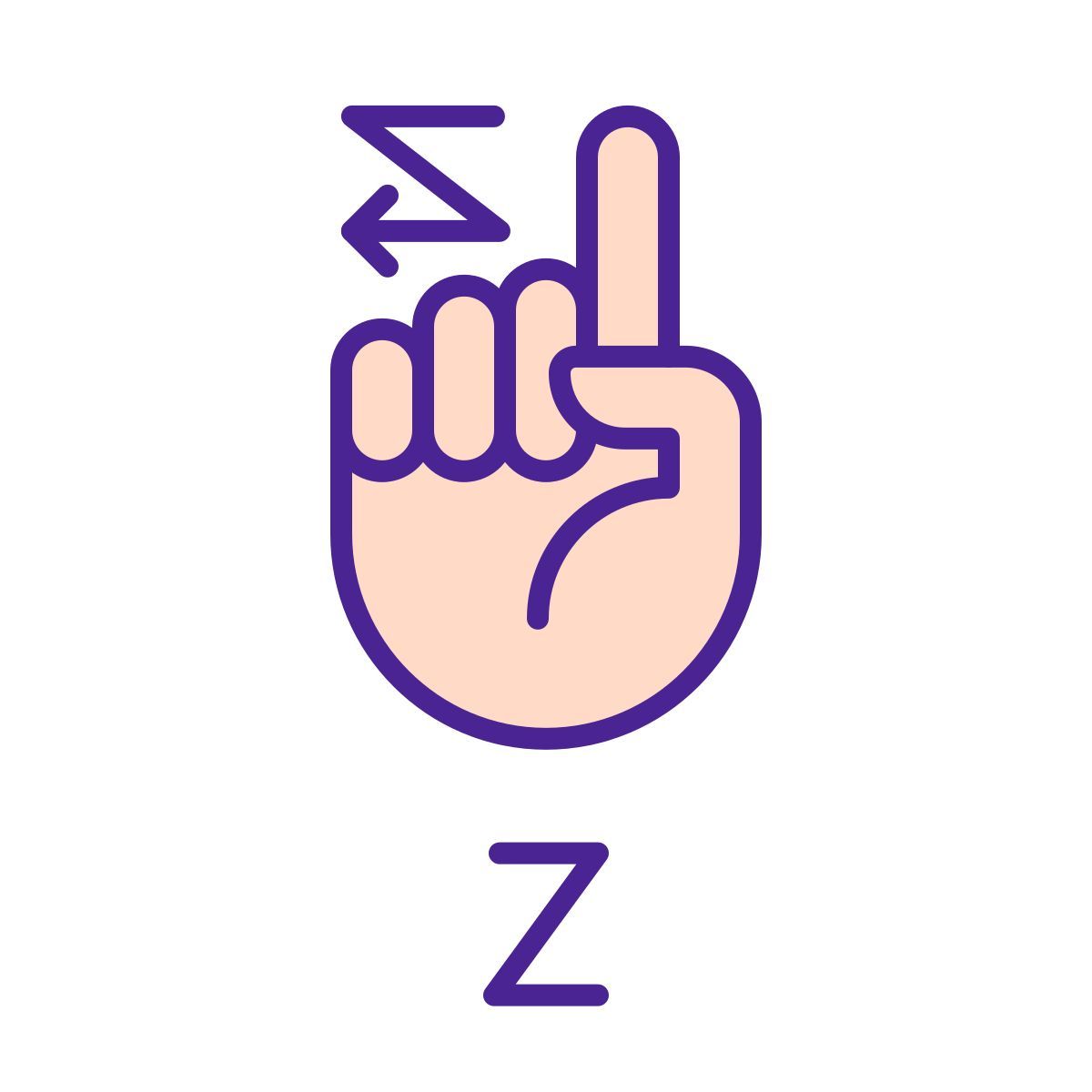 letter z in asl icon