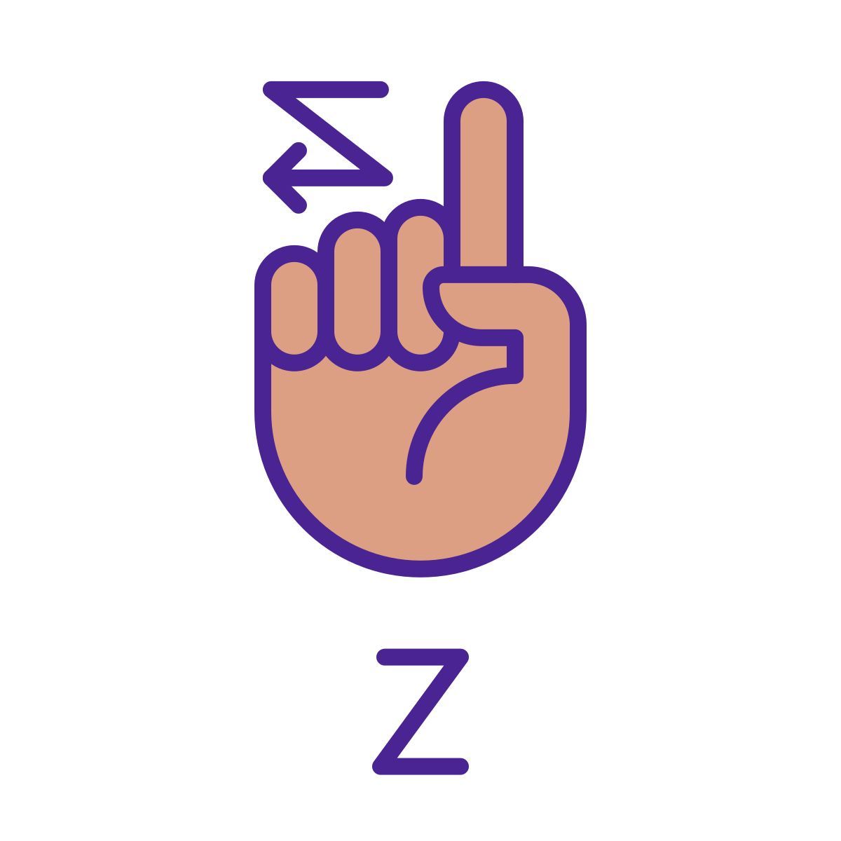 letter z in asl icon