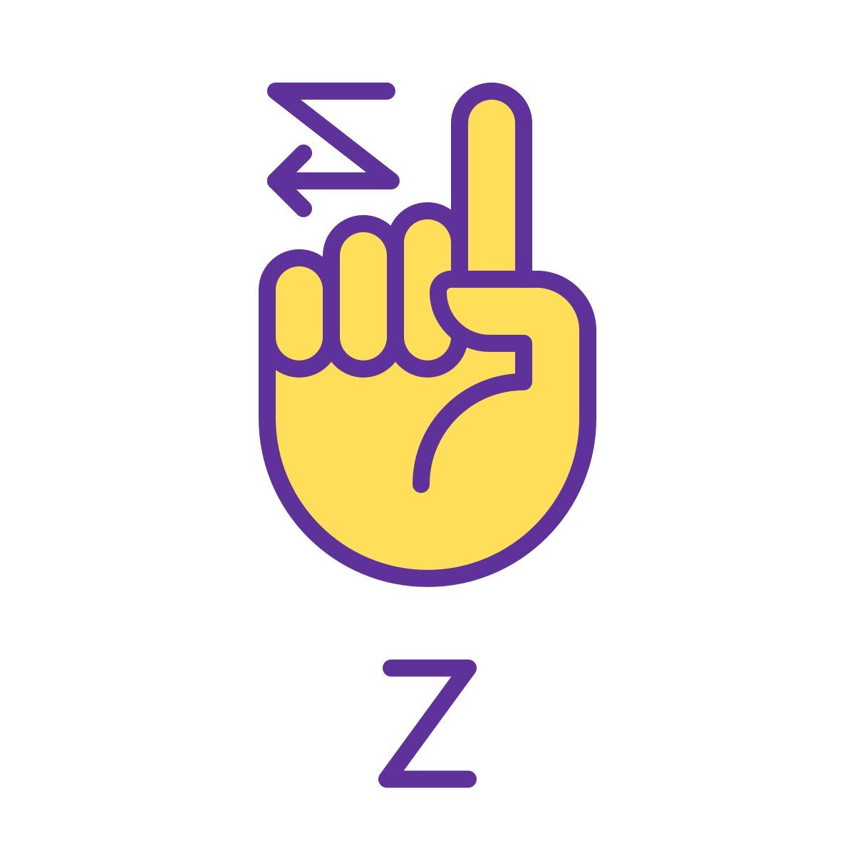 letter z in asl icon