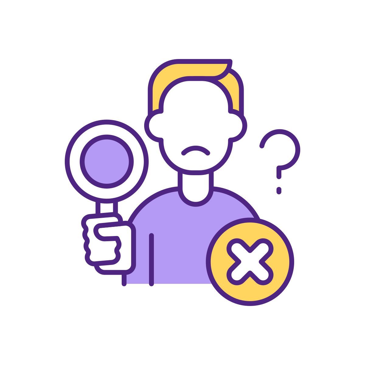 man with magnifying glass trying to find partner icon