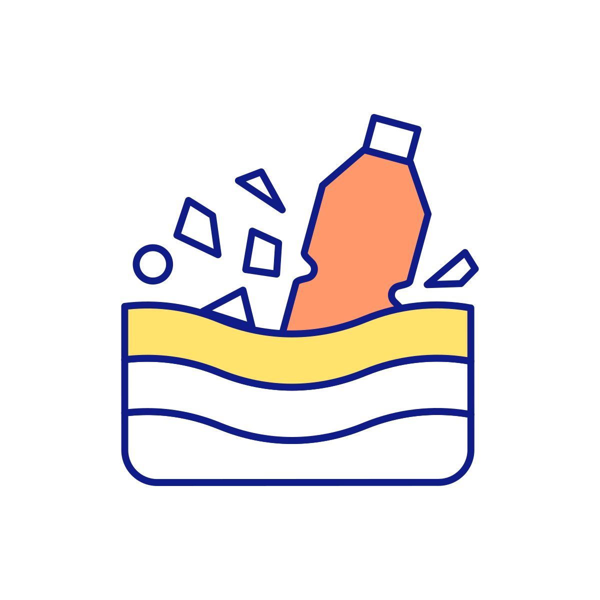 microplastic formation in water icon