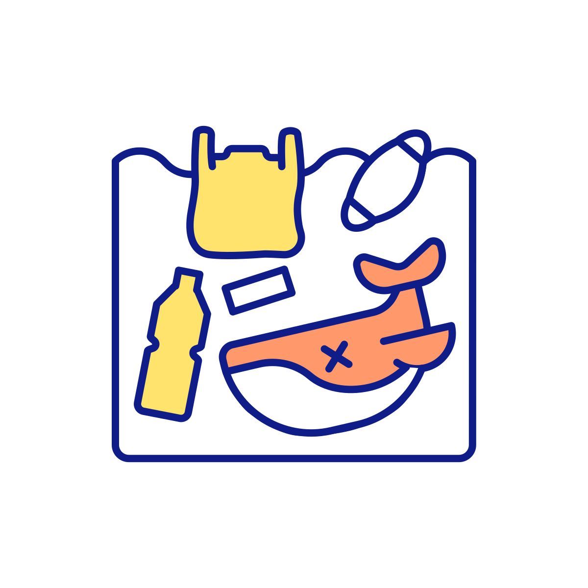 ocean pollution with plastic icon