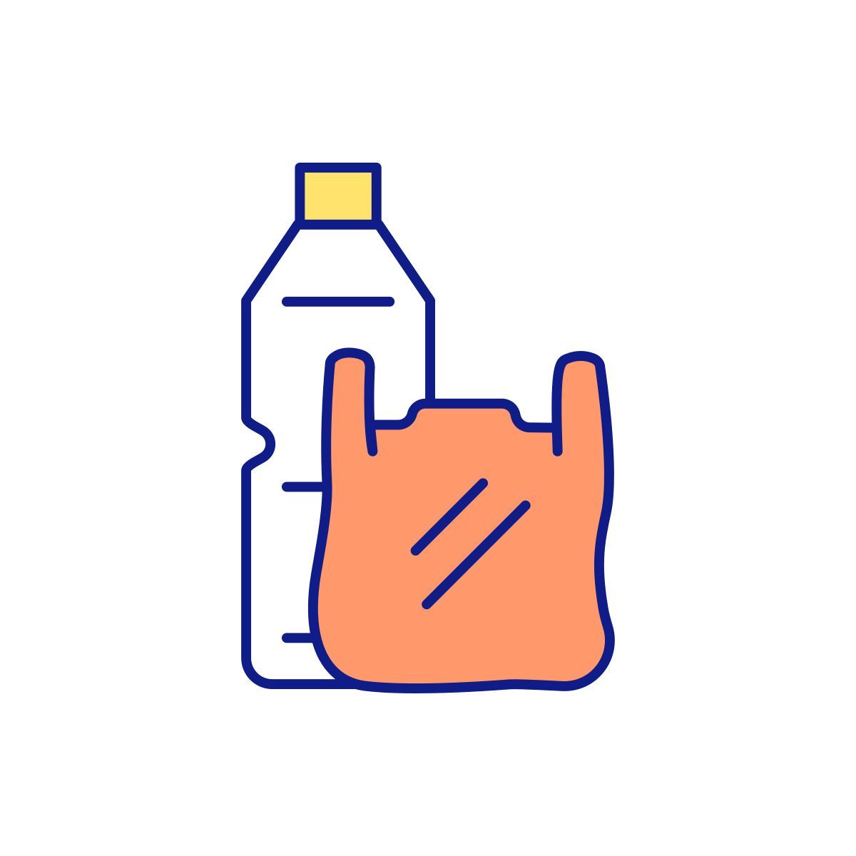 plastic bottle and bag icon
