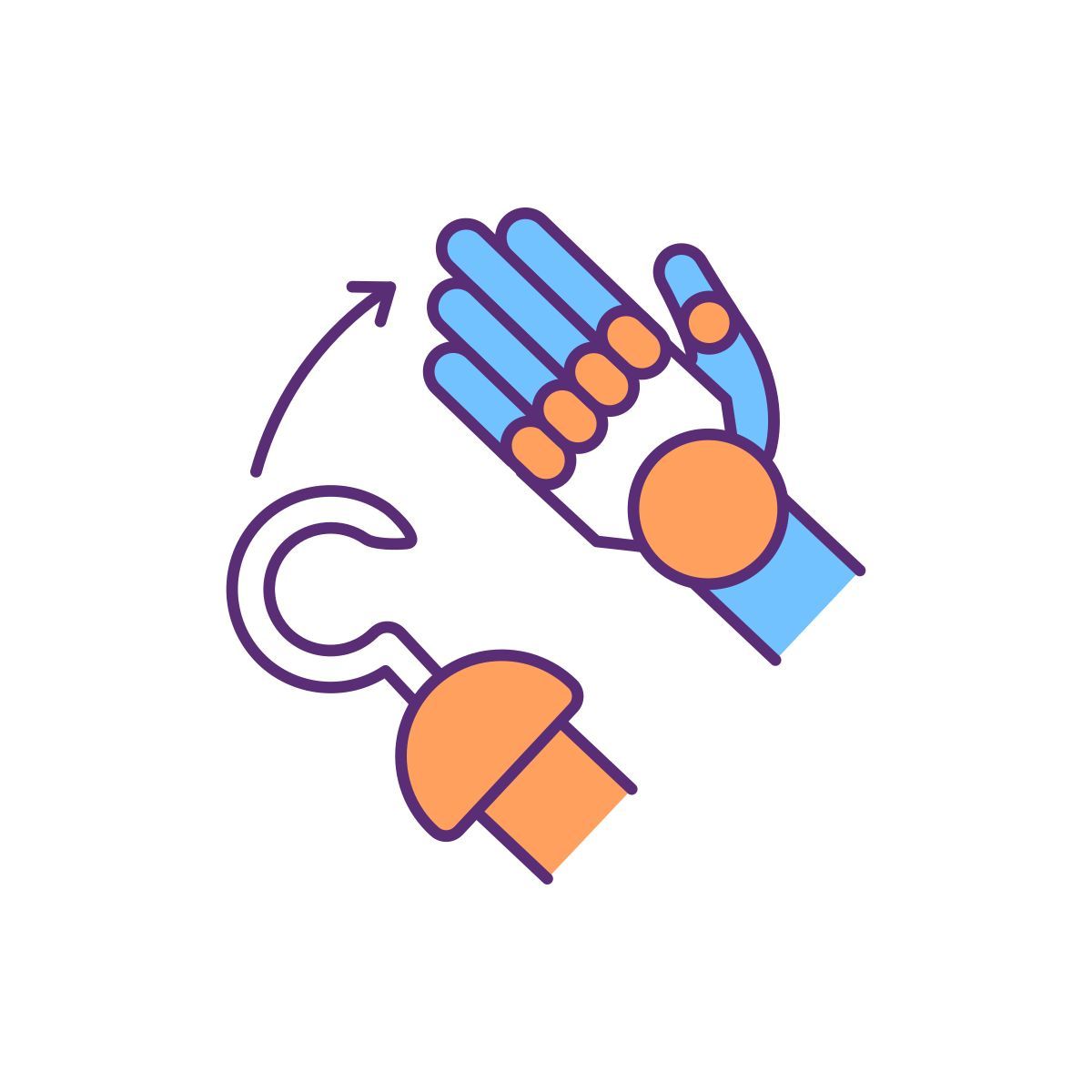 prosthetic hand repair and replacement icon
