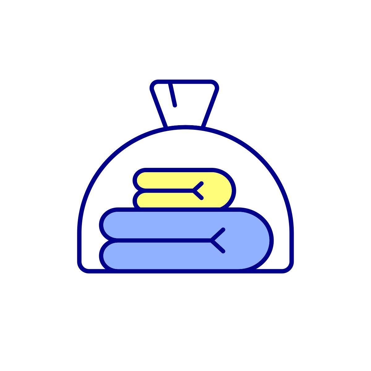 put dirty clothes into plastic package icon