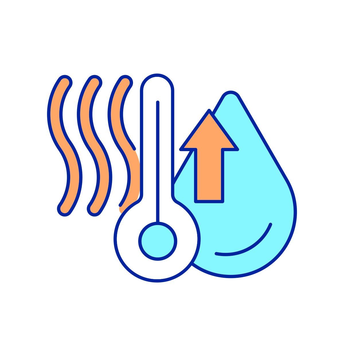 release of water and heat icon