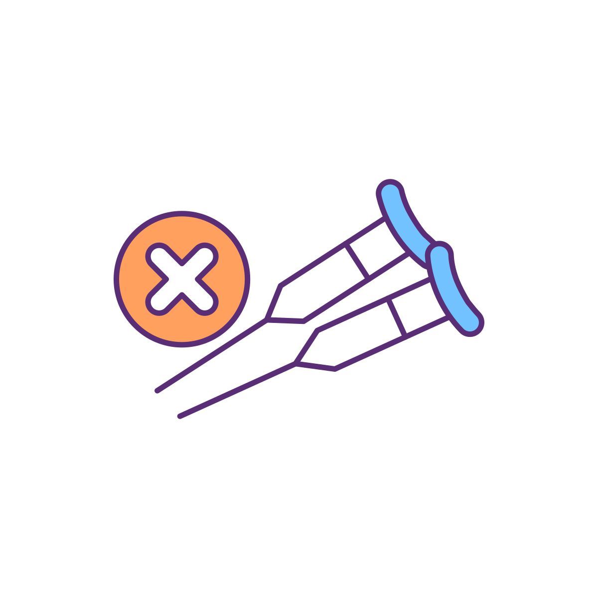 replacing crutches with prosthesis icon