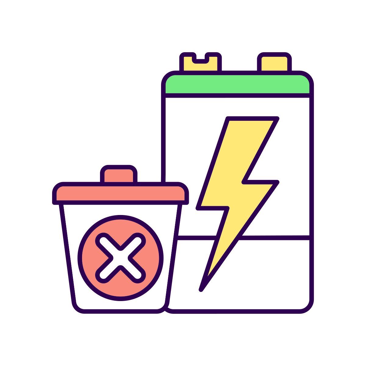 stop improper battery disposal icon