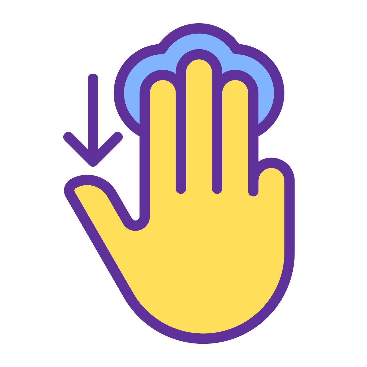 three finger touch downwards icon
